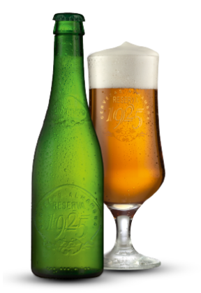 Cerveza Alhambra Reserva 1925, premium amber lager 6,4° alc, con calice