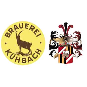 Insegna della Birreria Kübach con il caratteristico stambeccio e lo stemma della famiglia Von Beck-Peccoz